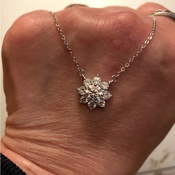 1CT Round Cut Moissanite GRA Certified 925 Sterling Silver Necklace